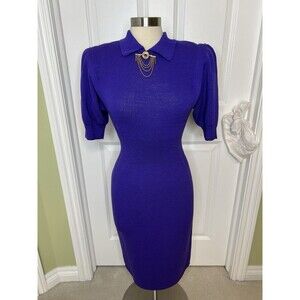 VTG St. John For Saks Fifth Avenue Santana Knit Dress Purple Size 6